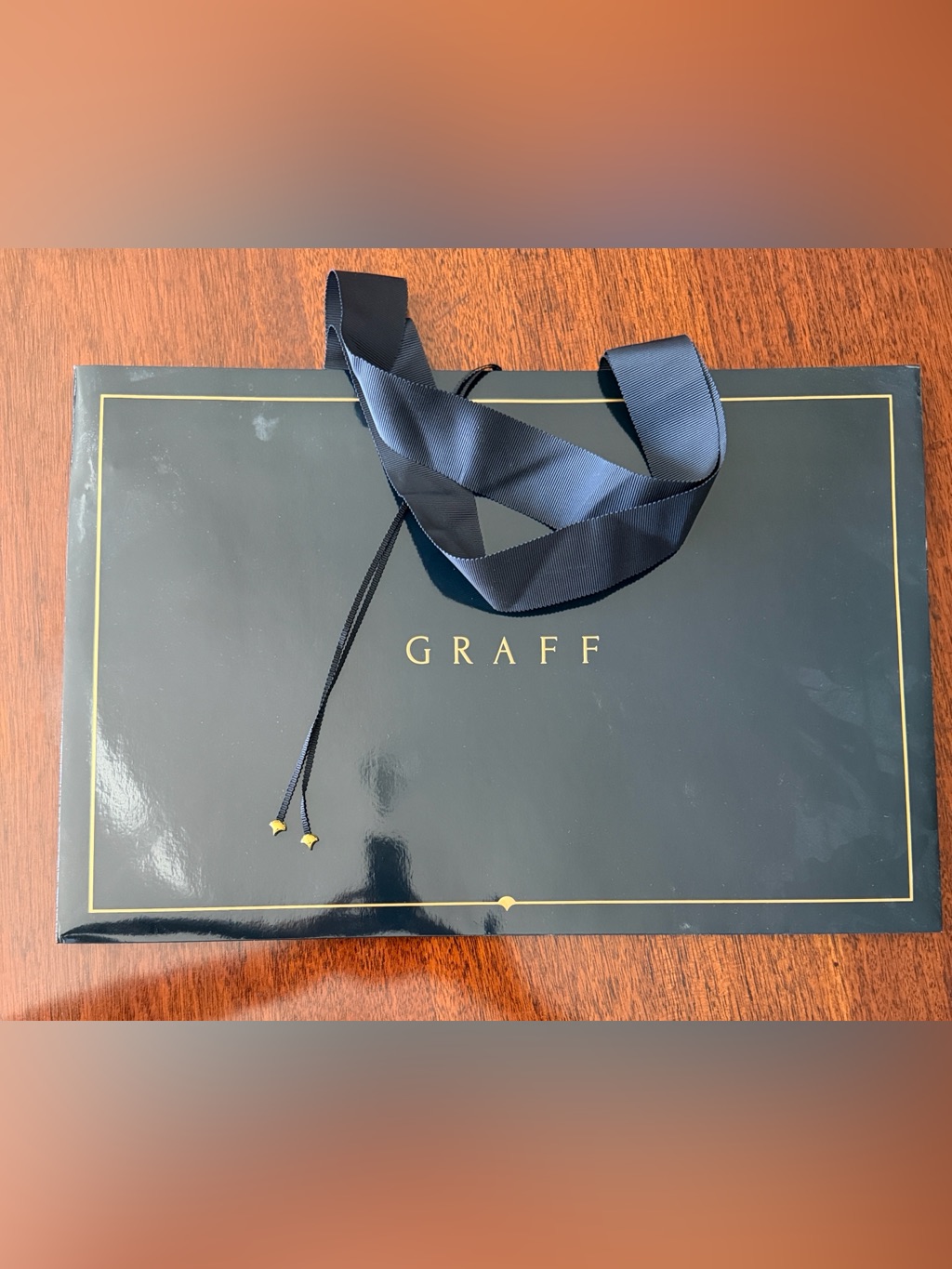 Graff Deep Navy Gift Bag With Gold Logo